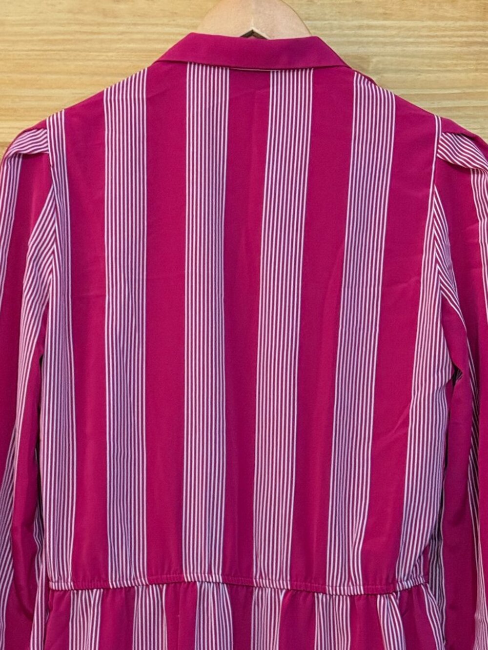 Vtg 80s Diane Von Furstenberg Tailored Pink Striped Midi Shirt Dress size 6 - Picture 7 of 7